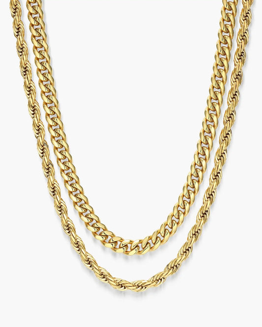 Women's Cuban + Rope Chain Stack 5mm + 3mm