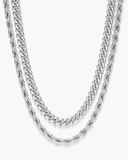 Women's Cuban + Rope Chain Stack 5mm + 3mm