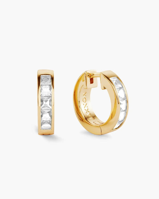 Women's Emerald Cut Inset Hoop Earrings