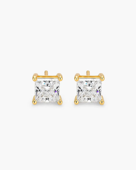 Women's Princess Cut Stud Earrings 5mm