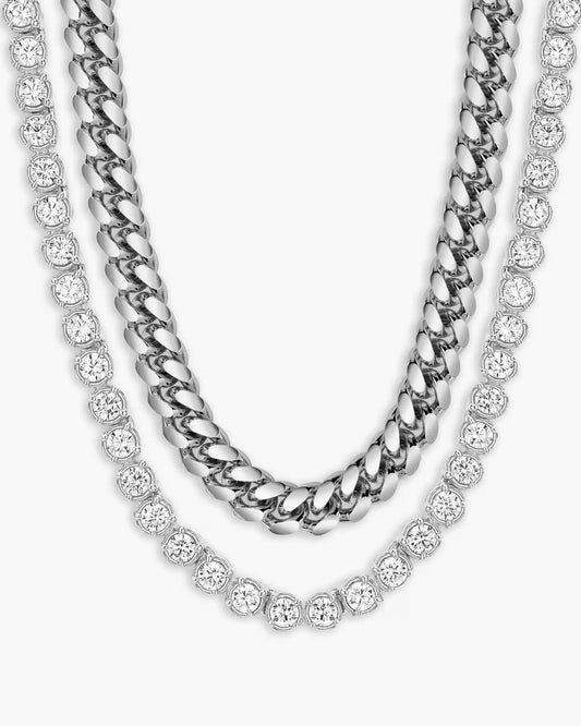 Women's Cuban + Tennis Chain Stack 5mm + 3mm