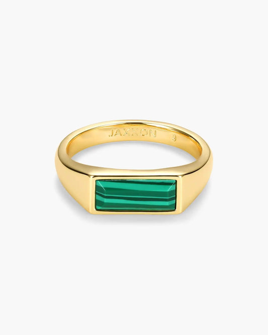 Beveled Malachite Signet Ring