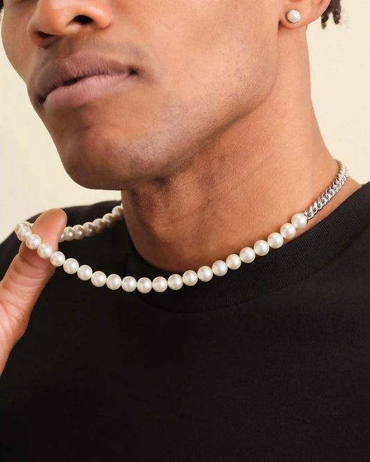 Cuban Link Pearl Necklace 8mm