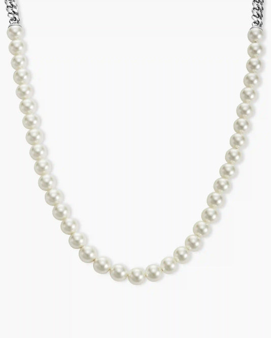 Cuban Link Pearl Necklace 8mm