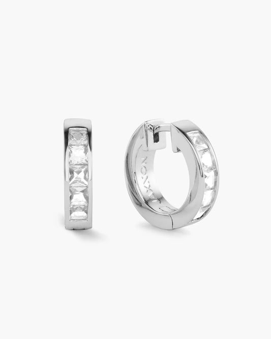 Women's Emerald Cut Inset Hoop Earrings