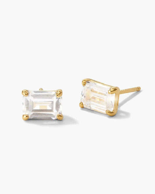 Emerald Cut Stud Earrings 5mm x 7mm
