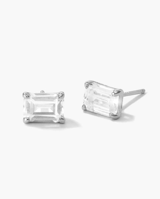 Emerald Cut Stud Earrings 5mm x 7mm