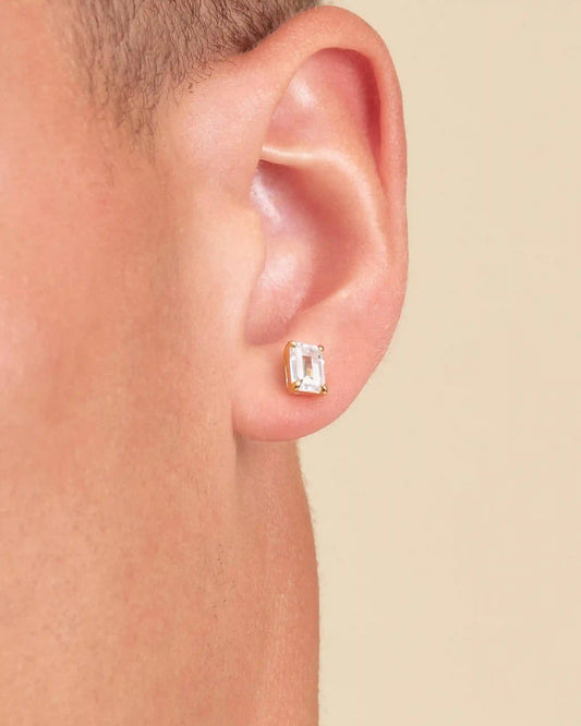 Emerald Cut Stud Earrings 5mm x 7mm