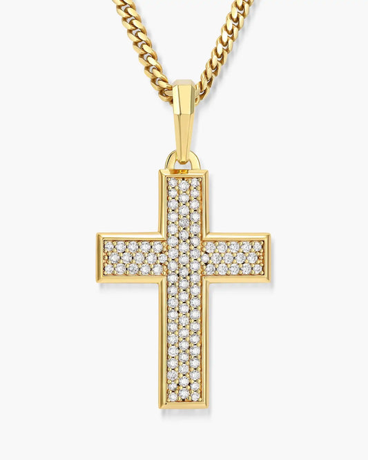 Iced Out Mosaic Cross Pendant