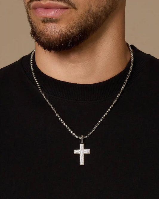 Iced Out Mosaic Cross Pendant