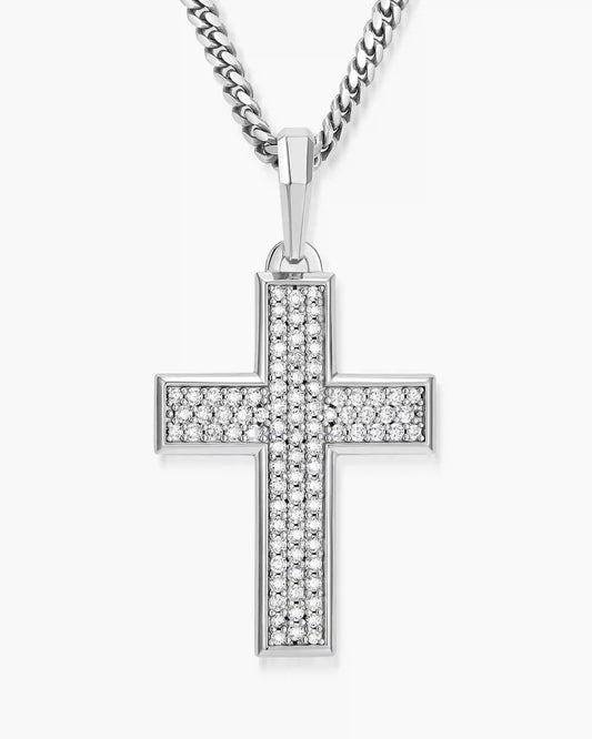 Iced Out Mosaic Cross Pendant