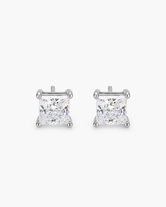 Women's Princess Cut Stud Earrings 5mm