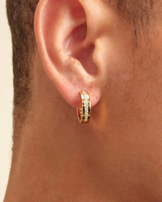 Studded Inset Hoop Earrings