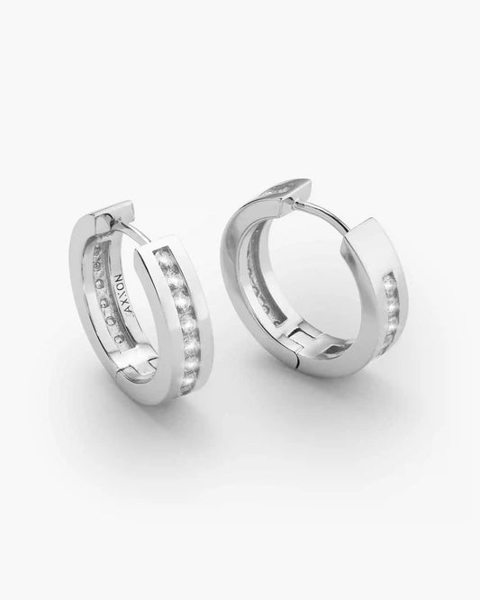 Studded Inset Hoop Earrings