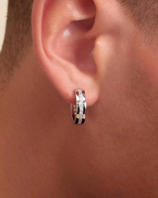 Studded Inset Hoop Earrings