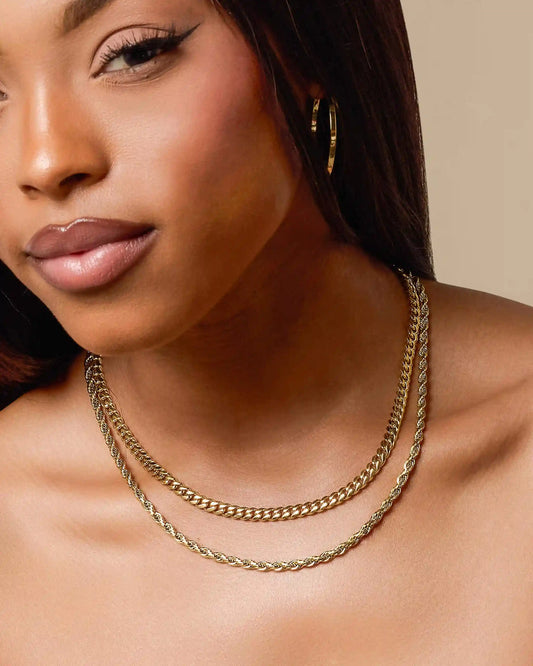Women's Cuban + Rope Chain Stack 5mm + 3mm