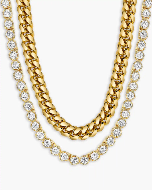 Women's Cuban + Tennis Chain Stack 5mm + 3mm