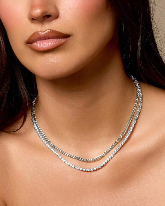 Women's Cuban 3mm + Tennis Chain Stack 3mm + 3mm