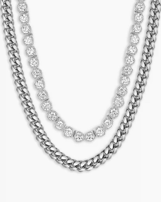 Women's Cuban 3mm + Tennis Chain Stack 3mm + 3mm
