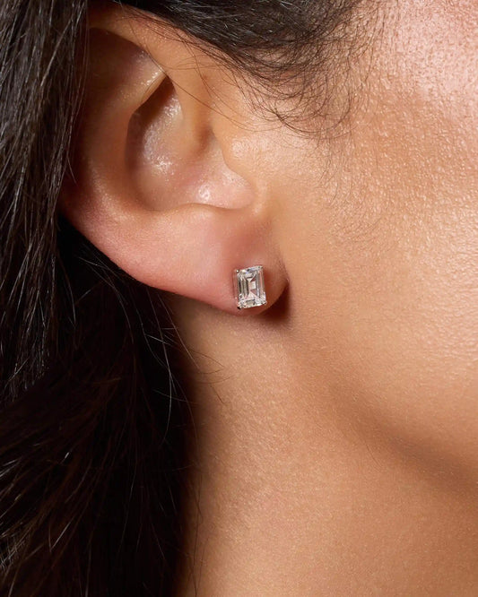 Women's Emerald Cut Stud Earrings 5mm x 7mm