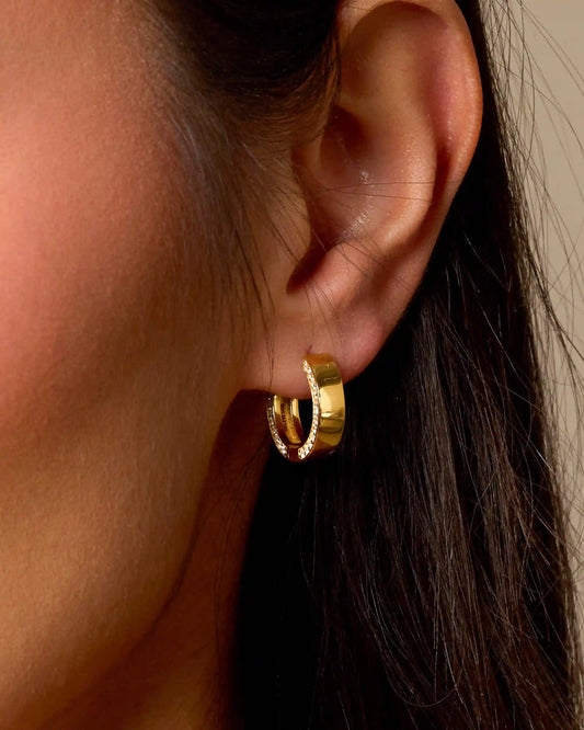 Women's Studded Frame Hoop Earrings