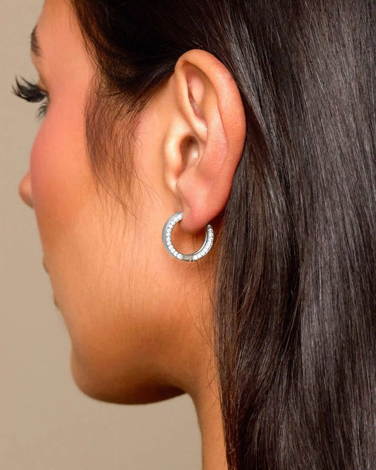 Women's Studded Frame Hoop Earrings