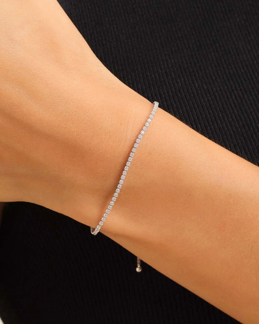 Women's Adjustable Tennis Bracelet Silver