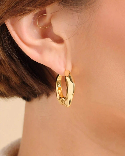 Women's Hammered Hoop Earrings