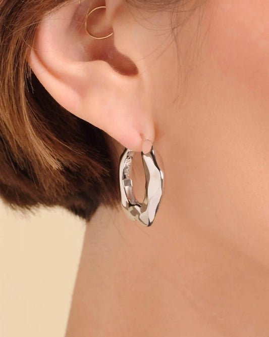 Women's Hammered Hoop Earrings